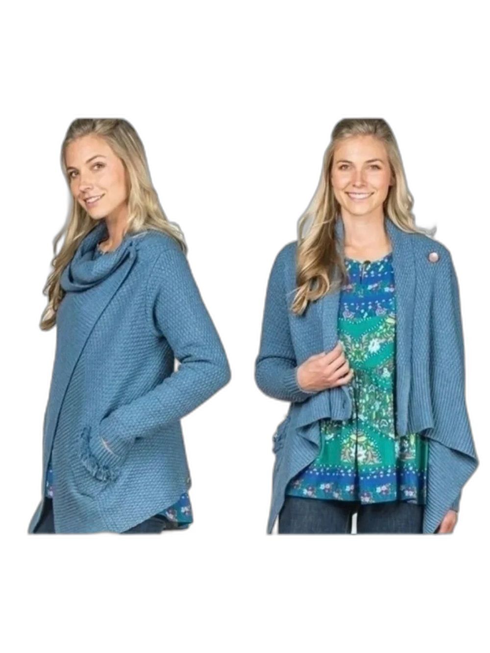 Matilda Jane Dusty Blue Open-Front Knit Cardigan